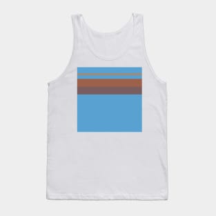 A singular association of Carolina Blue, Dirt, Dark Taupe, Redwood and Peru stripes. Tank Top